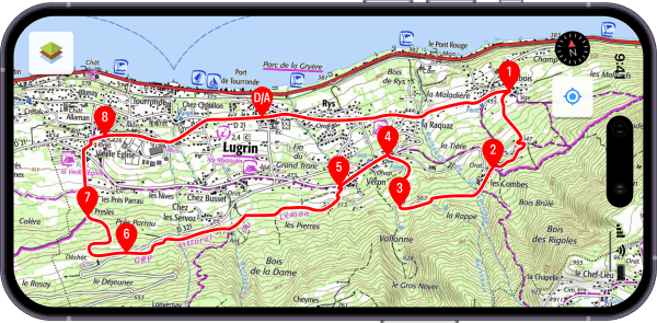 Randonnée pédestre avec trace gps à télécharger gratuitement - hébergements  - carte Ign© - topoguide