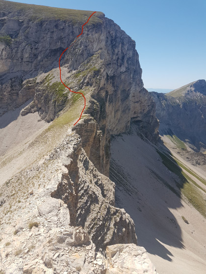 accès depuis la crête