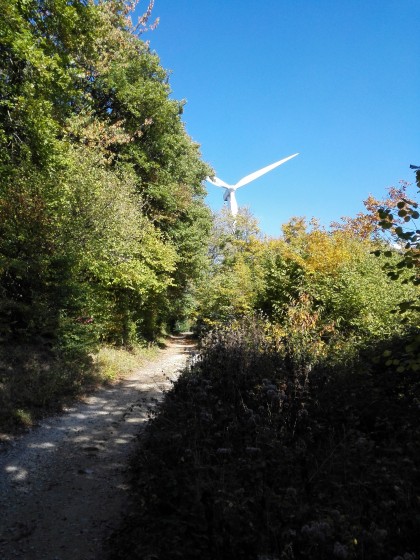 Arrivée au pied des éoliennes