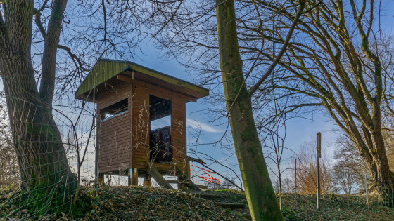 Cabane d\'observation près des étangs aux crapauds