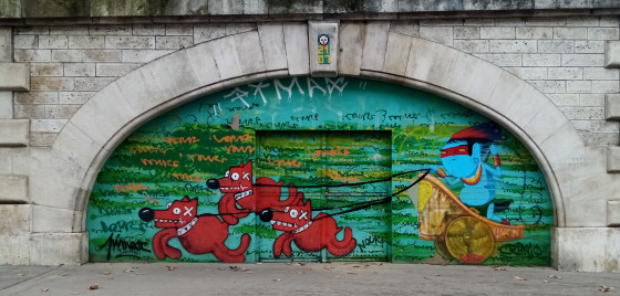 Char tiré par des chiens