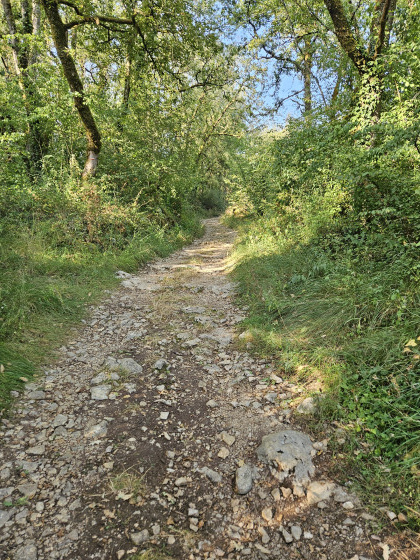 chemin de pierre après la route