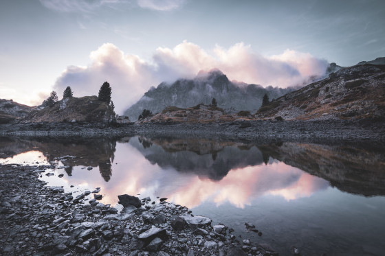Couché de soleil sur le lac Longet