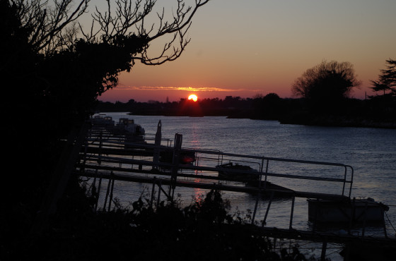 coucher de soleil sur les marais