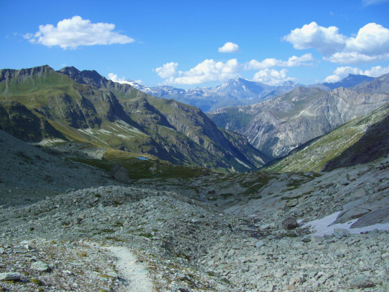 Dans la moraine à la descente