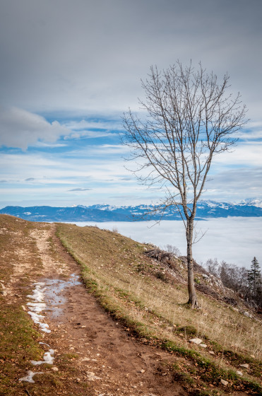 Début de la randonnée en hiver