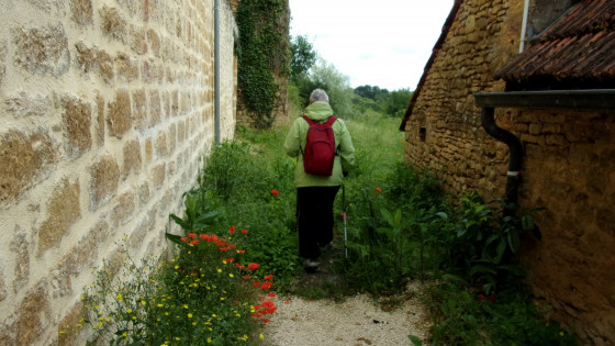Début de la randonnée par le chemin herbeux juste après la place près de l'église
