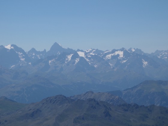 Écrins avec le Pevoux, le Pic Coolidge, la Barre des Écrins et le Dôme de Monêtier