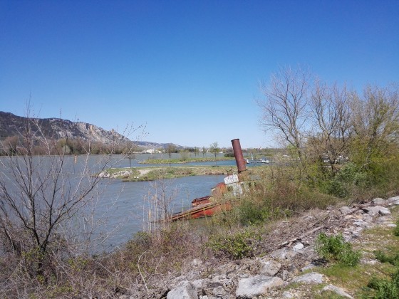 Épave échouée à l'entrée du port