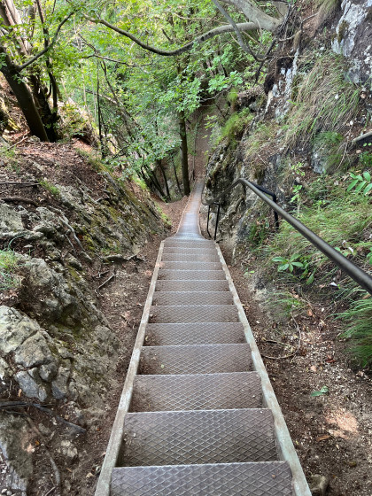 Escalier lors de la descente apr&egrave;s les points de vue.
