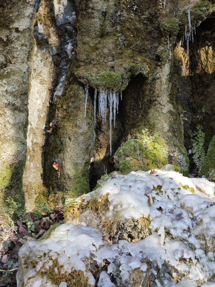 Fontaine pétrifiée en hiver