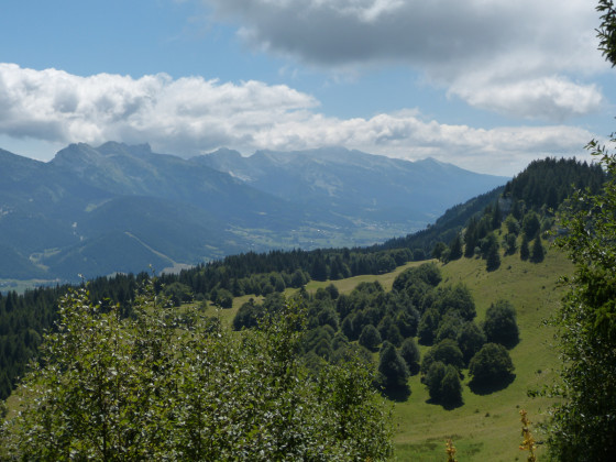 Depuis la crête, vue vers le sud-est en direction du Rocher St Michel.