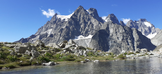 La carte postale du Mont Pelvoux en redescendant du refuge du Glacier Blanc.