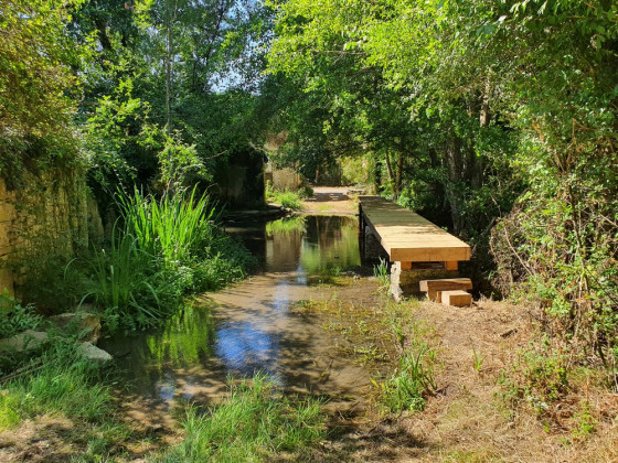 La passerelle en bois au moulin de Villognon