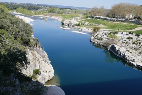 La rivière Gardon, depuis le Pont du Gard