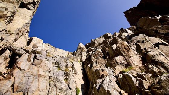 La sortie du couloir menant au col de la Combe