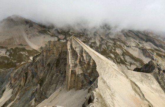 La Tête de Plate Longue vue depuis la sortie du couloir de l\'arête Nord du Rocher Rond