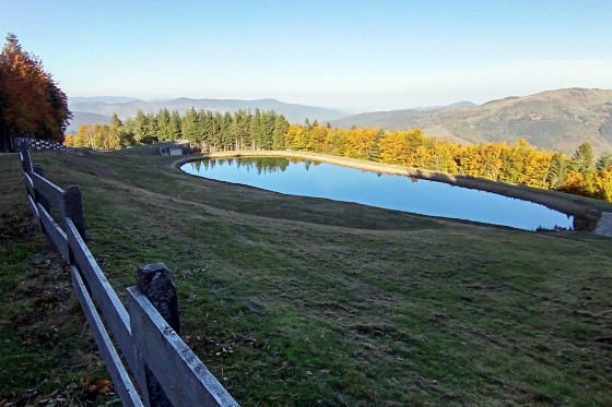 Lac de retenue pour la neige de culture au Schnepfenried
