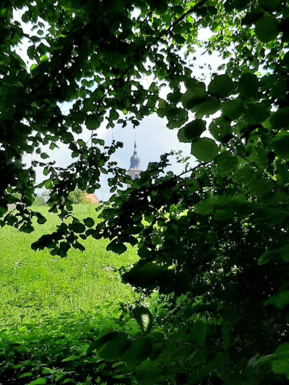 Le clocher de l\'église de Hon-Hergies