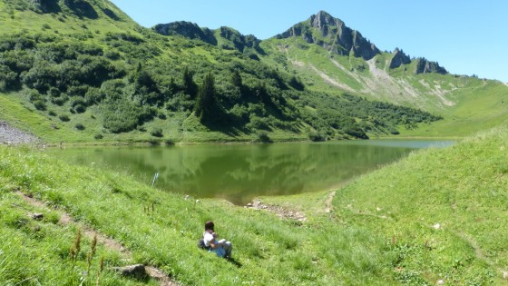 Le lac de Lessy et l\'aiguille verte.