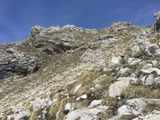 Le passage dans les barres en haut de l'arête