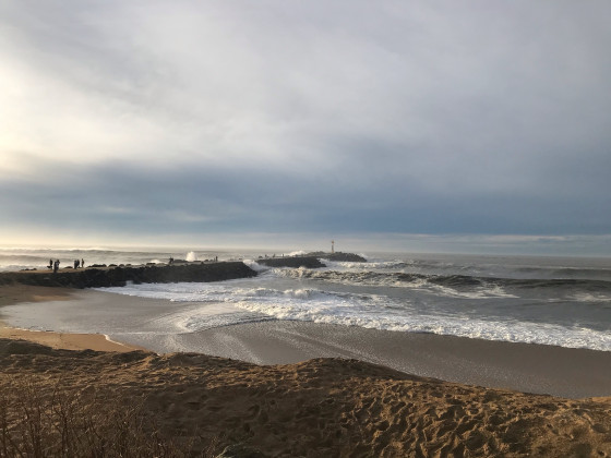 Les vagues sur la digue des cavaliers à la plage de la Barre