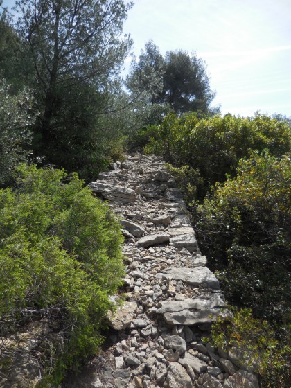 Mur de séparation de propriété servant de sentier