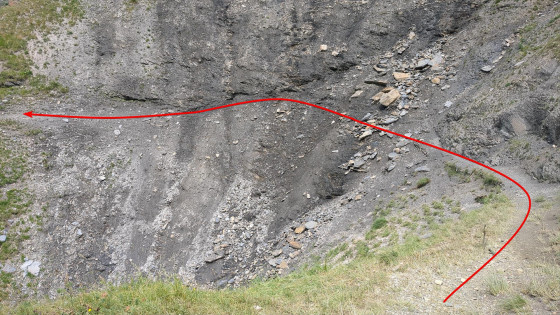 Passage d'éboulement