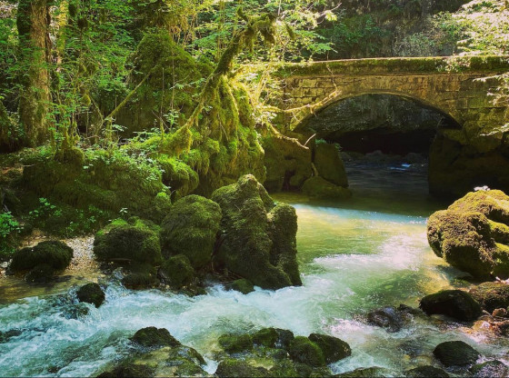 Petit pont de pierre au dessus du Dessoubre