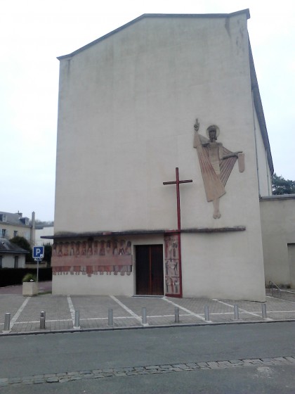 Photo du point de départ, église de Lèves