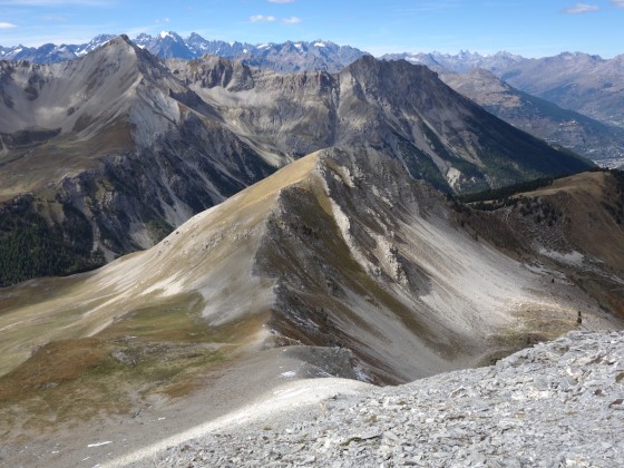 Pics de Peyre Eyraute et de Jean Rey, Crête du Petit Puy sur Fond d'Écrins et d'Aiguilles d'Arves