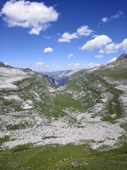 Plaine du Grand Pré et Chalets de sales au fond