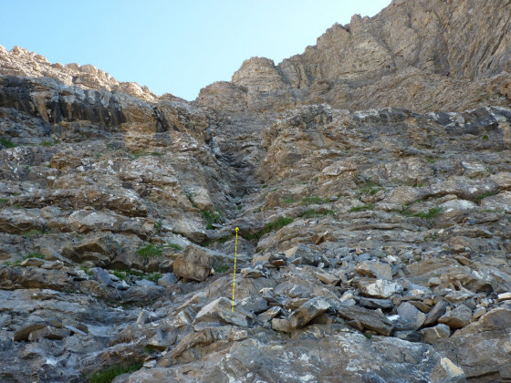 Ravine à prendre dans le haut de la face