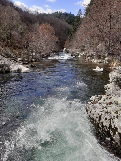 rivière la Dourbie depuis la passerelle du Tayrac