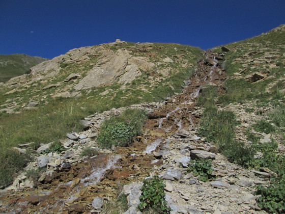 Ruisseau aux eaux chargées de carbonate de calcium dissous