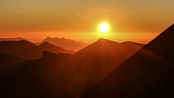 Soleil couchant depuis le lac de lauzon