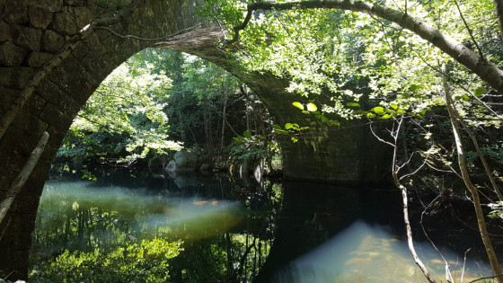 Sous le pont pi&eacute;ton lors du premier passage au niveau de la Chassezac