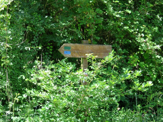 Suivre à droite le balisage vert et bleu