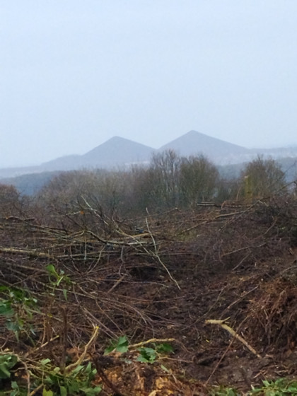 terrils dans la brume