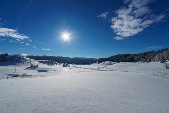 Un panorama en direction du crêt de Chalam