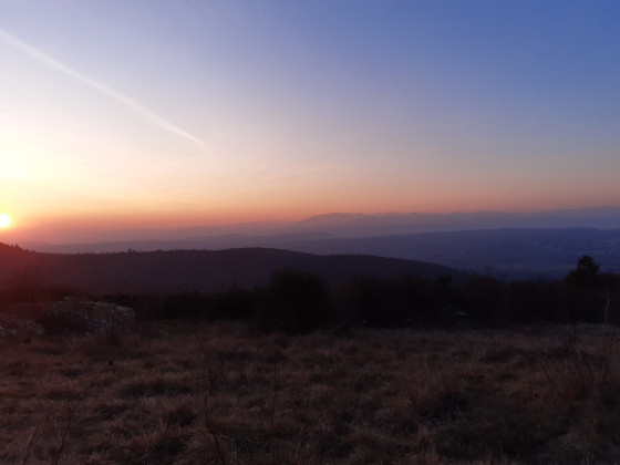 Vue coucher monts d'ard&egrave;che