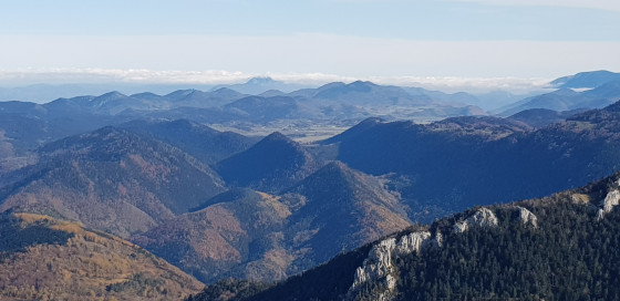 Vue depuis le Roc de la Gourgues sur le plateau de Sault et le Pech de Bugarach