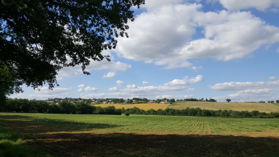 Vue sur Clermont-Sav&egrave;s depuis le sentier de randonn&eacute;e pr&egrave;s d'En Trigoli