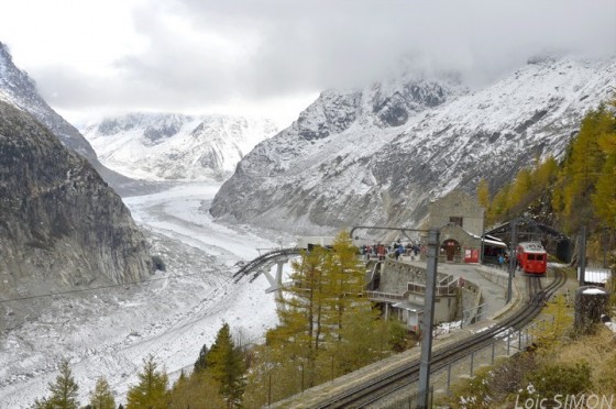 Vue sur la mer de Glace depuis l'h&ocirc;tel