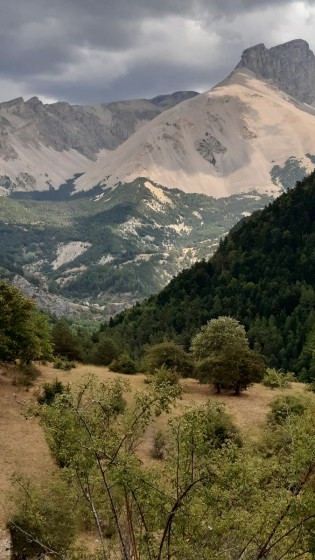 Vue sur le massif de Bure (Crête des Bergers) en redescendant vers La Cluse
