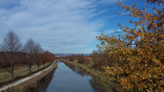 Vue sur le pont du TGV et les Vosges du Sud
