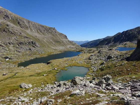Vue sur les lacs Mouton, Fourca et le lac Long Sup&eacute;rieur