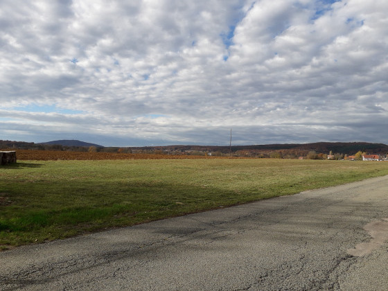 Vue sur les Vosges à la sortie de Phaffans à gauche Le Salbert