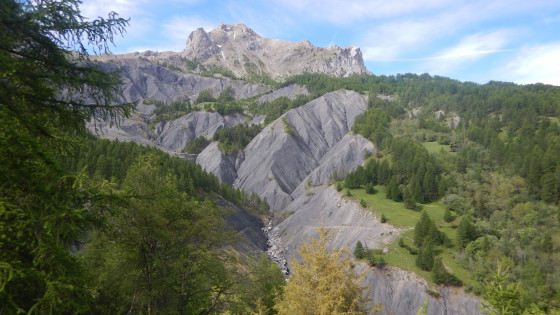 Vue sur le sentier qui franchit le talweg du torrent du Sauze