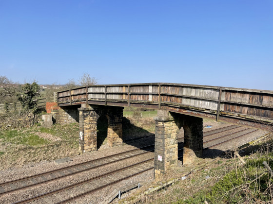 Wooden bridge over the railway